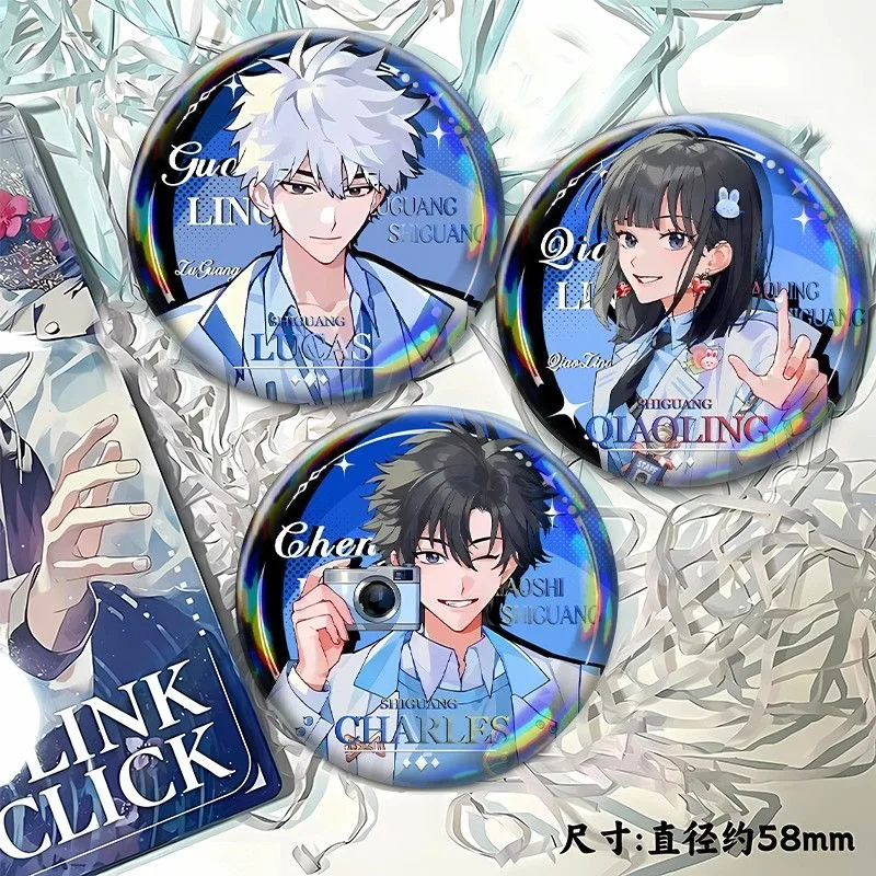 Anime Link Click Button Brooch Cartoon Cheng Xiaoshi Lu Guang Qiao Ling  Badge Lapel Pins Clothing Backpack Cosplay Accessories