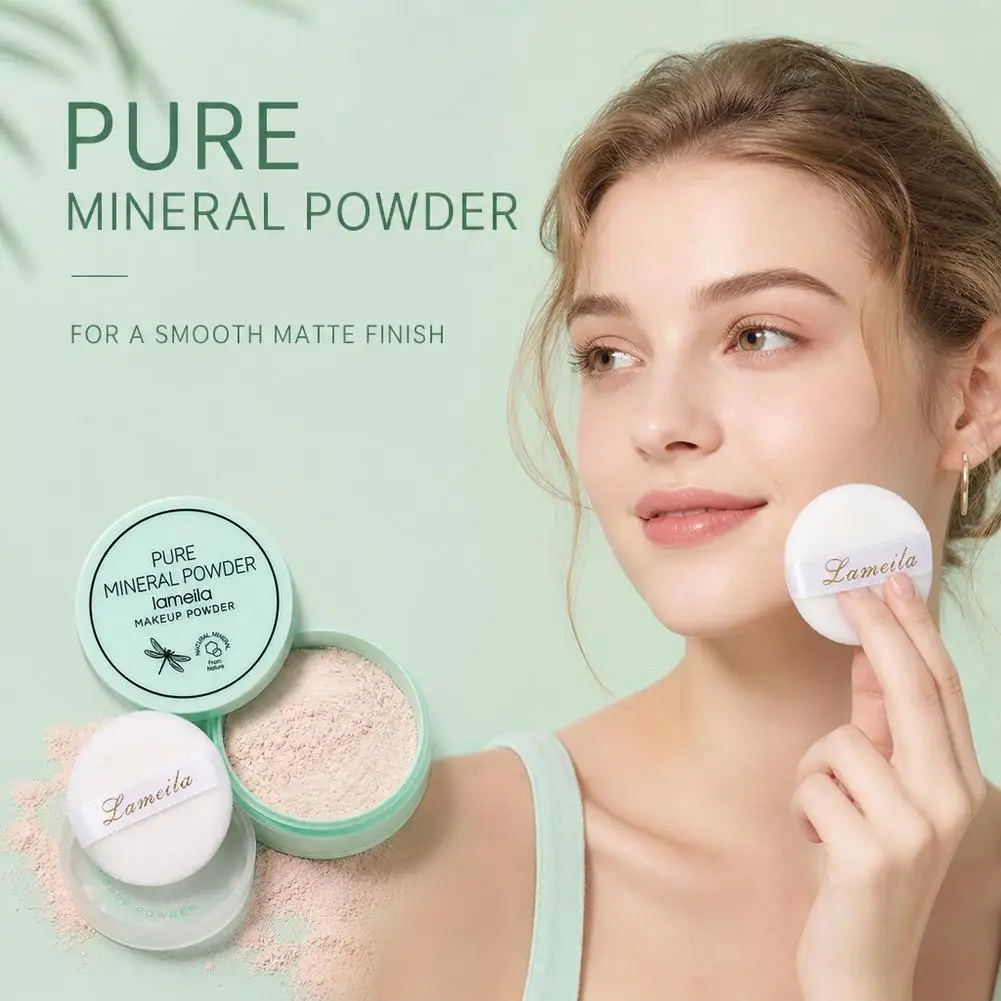 Powder Setting Powder For Female Students, Durable, Anti Sweating,Oil Control Long-lasting Loose Powder Mineral Mint Honey Powde