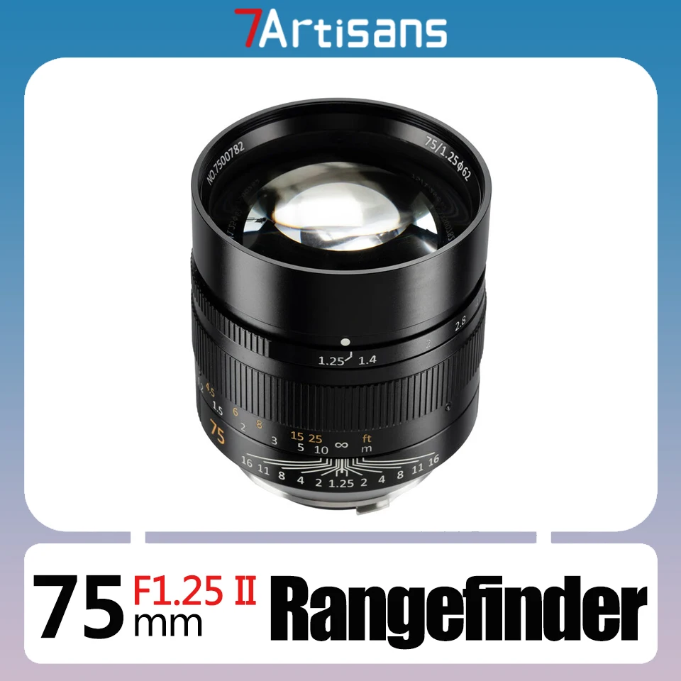 7artisans Full Frame M 75mm F1.25 II Ultra-Large Aperture Rangefinder Camera Lens for Portrait Photography with Leica M-mount