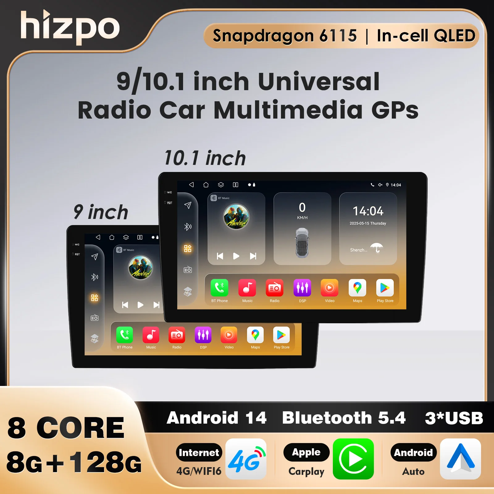 

2Din Android 14 Snapdragon 6115 Universal Car Radio Android Auto Navigation Car Carplay Car Multimedia Player GPS Stereo 4G GPS
