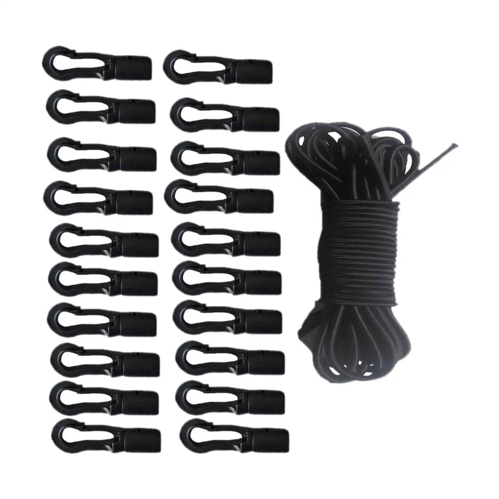 Corde en nylon avec clips pour kayak, accessoire de camping, 20 pièces