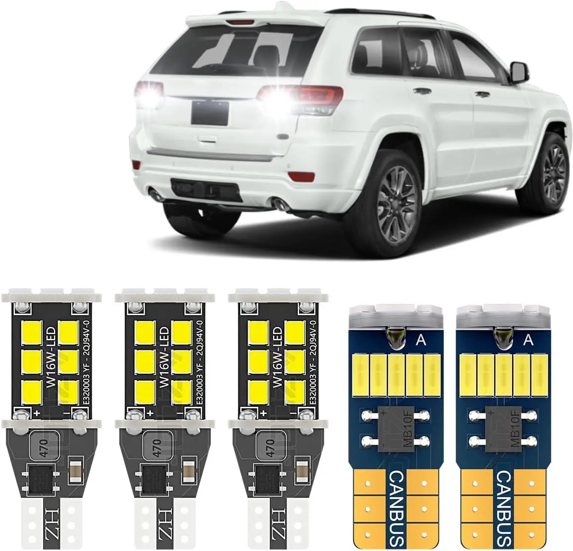 

LED Backup Reverse Light Outer Inner Bulb Kit Compatible with JEEP Grand Cherokee 2011 2012 2013 2014 2015 2016 2017 2018 2019,