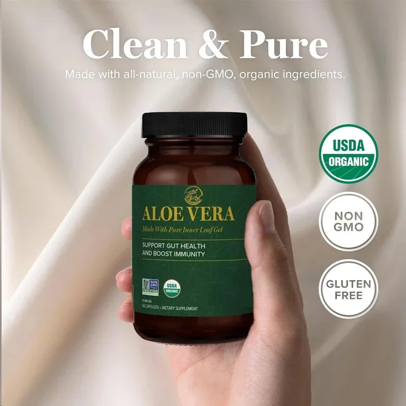 

Aloe Vera Bioactive Organic Leaf Supplement -200x Concentrated Formula for Intestinal Health and Immune Support 60 Capsules