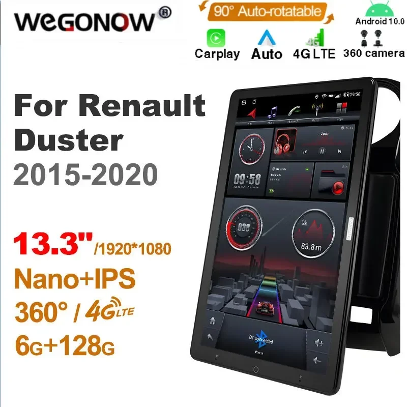 1920*1080 Nano Ownice Android 10.0 for Renault Duster 2015-2020 Car Radio Video Audio  13.3'' Rotatable 360 6G 128G Tesla Style