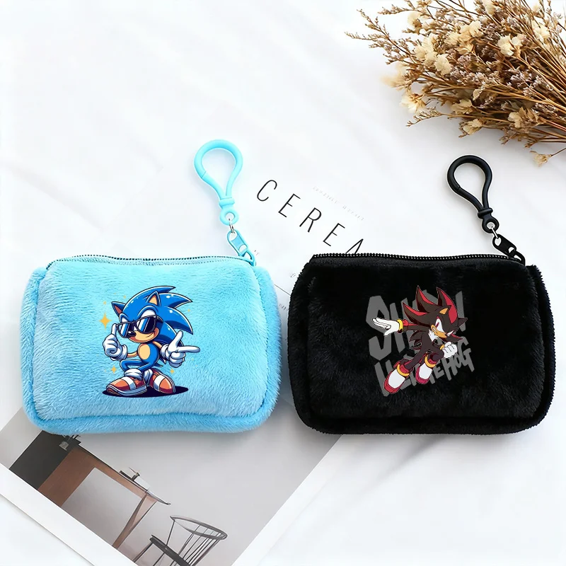 

Sonics Coin Purse Anime Cool Square Wallet Key Ring Decor Bag Accessories Money Charger Earphone Storage Pouch Boys Girls Gift