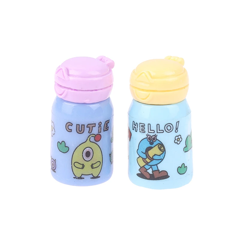 2Pcs Dollhouse Furniture Mini Children's Thermos Cup Model Simulates Cartoon Water Cup Model