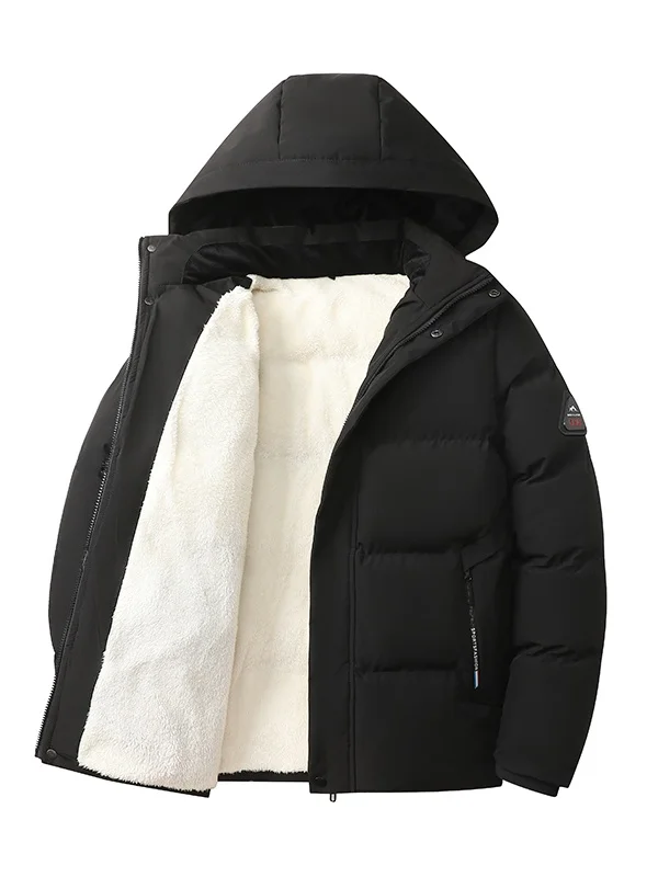 Men's Winter Thiened Fce Lined Cotton Jaet Warm Windproof Middle Aged And ly Sle Casual Faion Urban Wear