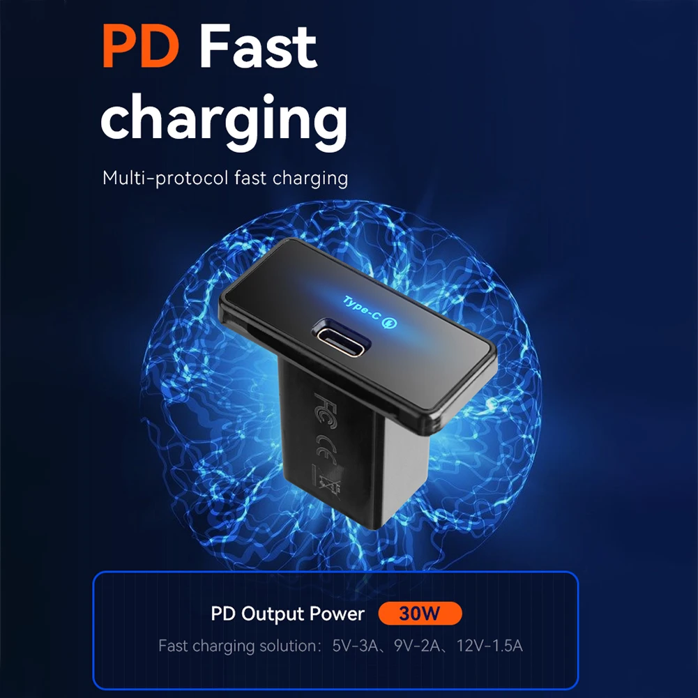 18W/30W Car Charger 12V-24V PD Type C/USB RV USB Outlet Adapter Car Charger Power Socket for Marine Boat ATV Camping Truck