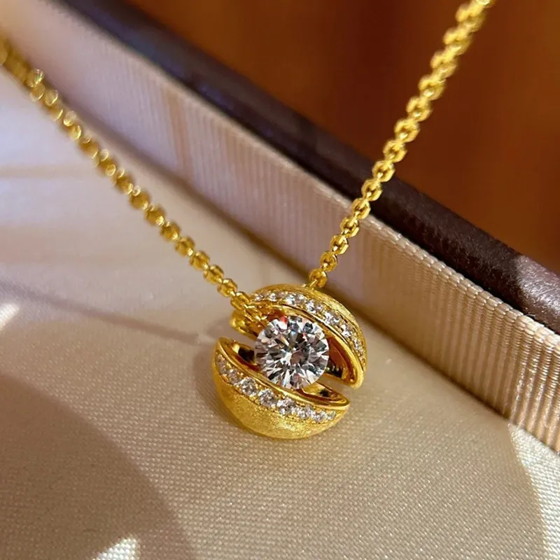 Trendy Planet Shaped Design Sparkling Diamonds Pendant Necklaces for Women Ladies' Exquisite Choker Trendy Jewelry Birthday Gift