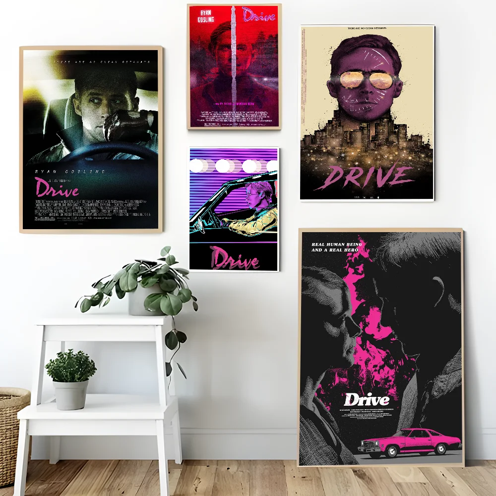 Classic Crime Movie Drive Film Movie Sticky Posters Whitepaper Sticker DIY Room Bar Cafe Posters Wall Stickers