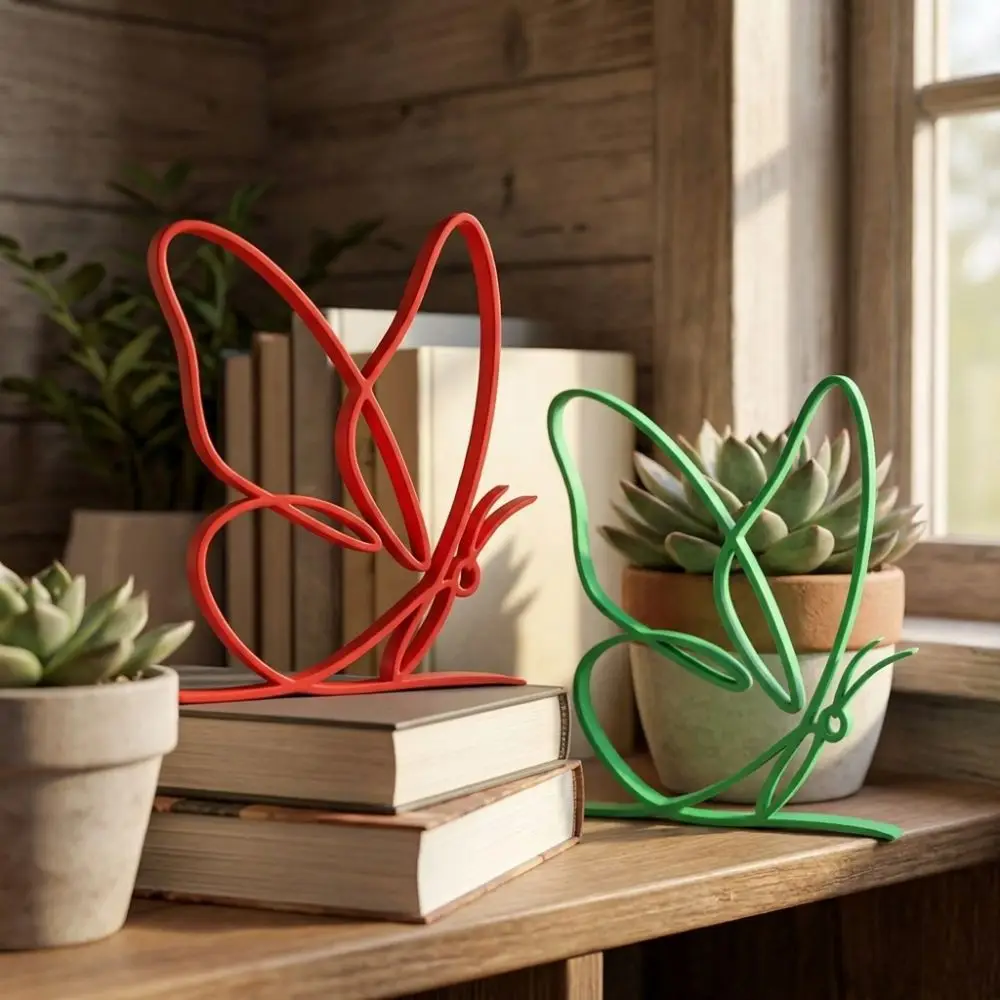 Minimalist Line Art Butterfly Tabletop Sculpture 3D Printed Modern Hollow Line Butterfly Decor Plastic Uninterrupted