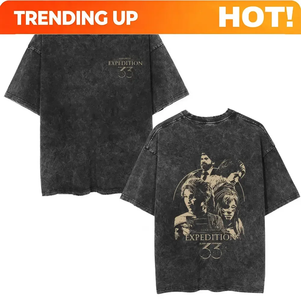 Customization Shirt Washed Vintage Game Clair Obscur Expedition 33 For Those Who Come After Merch T-shirt Men Women Otaku Cospla
