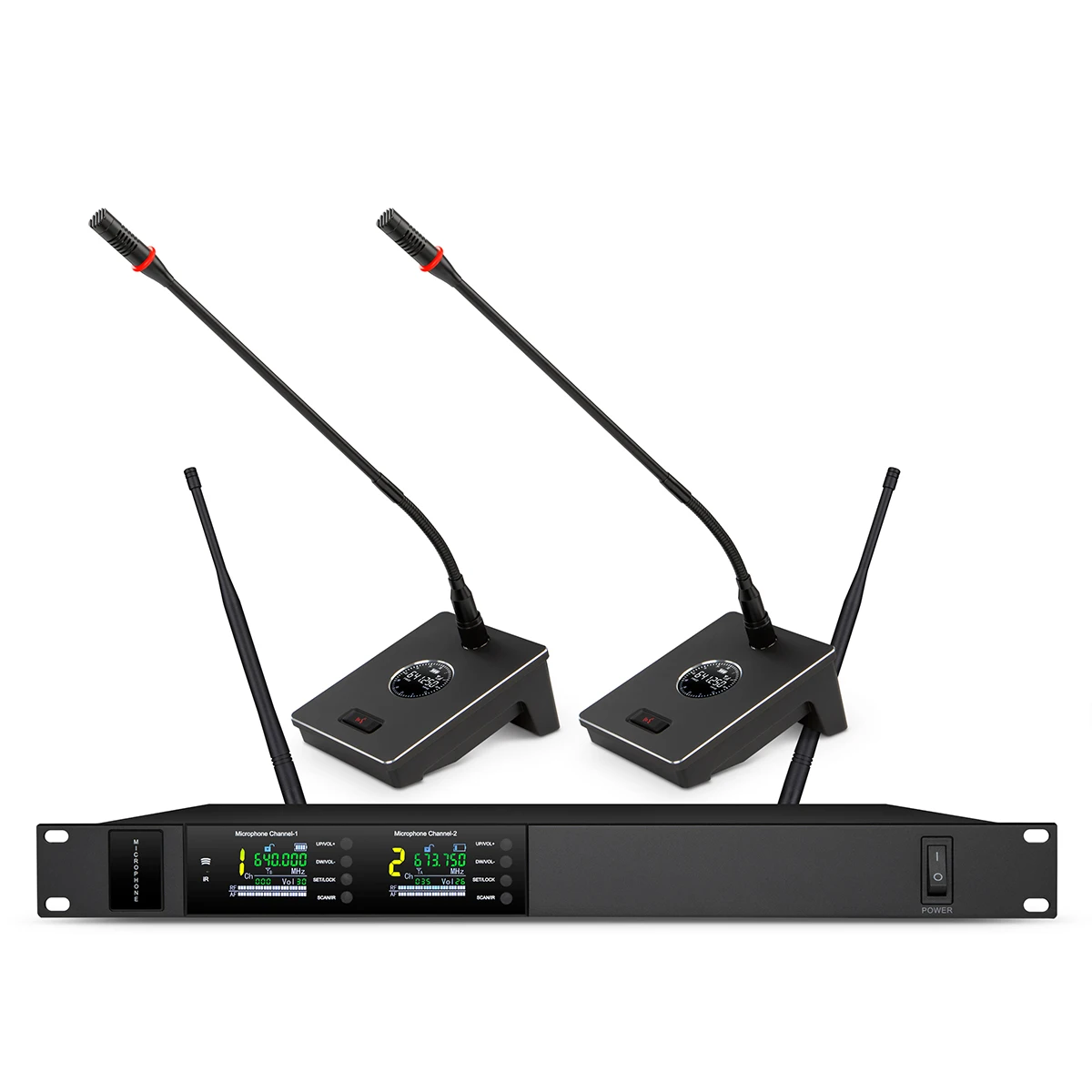 Series UHF 2 Channels Wireless Microphone Conference Microphone System