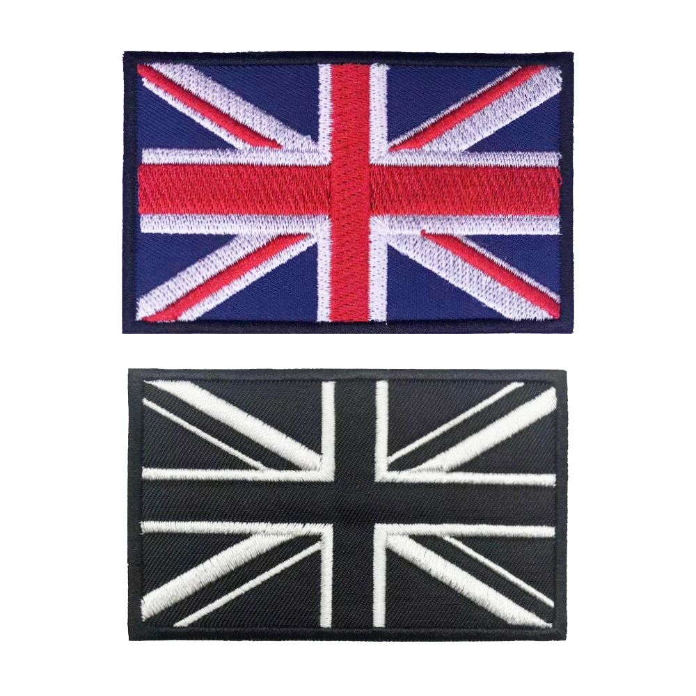 British flag U.K Patches England Britain Armband Embroidered Patch Hook Loop Iron On Embroidery Badge Military Stripe