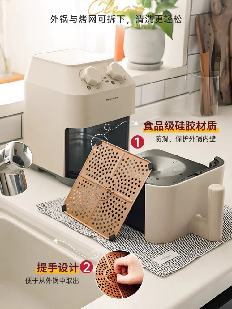 หม้อทอดไร้น้ำมันในครัวเรือน เตาอบแบบใหม่ในตัว หม้อทอดไฟฟ้าขนาดเล็ก พร้อมตัวกรองน้ำมันคู่ ลดไขมันเพื่อสุขภาพ 360 °   การทอดแบบสามมิติ