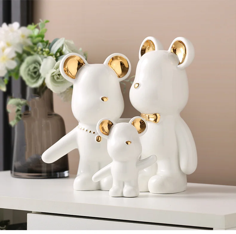 

Popular ceramic bear decoration crafts Light luxury living room home decoration Desktop decoration creative gift