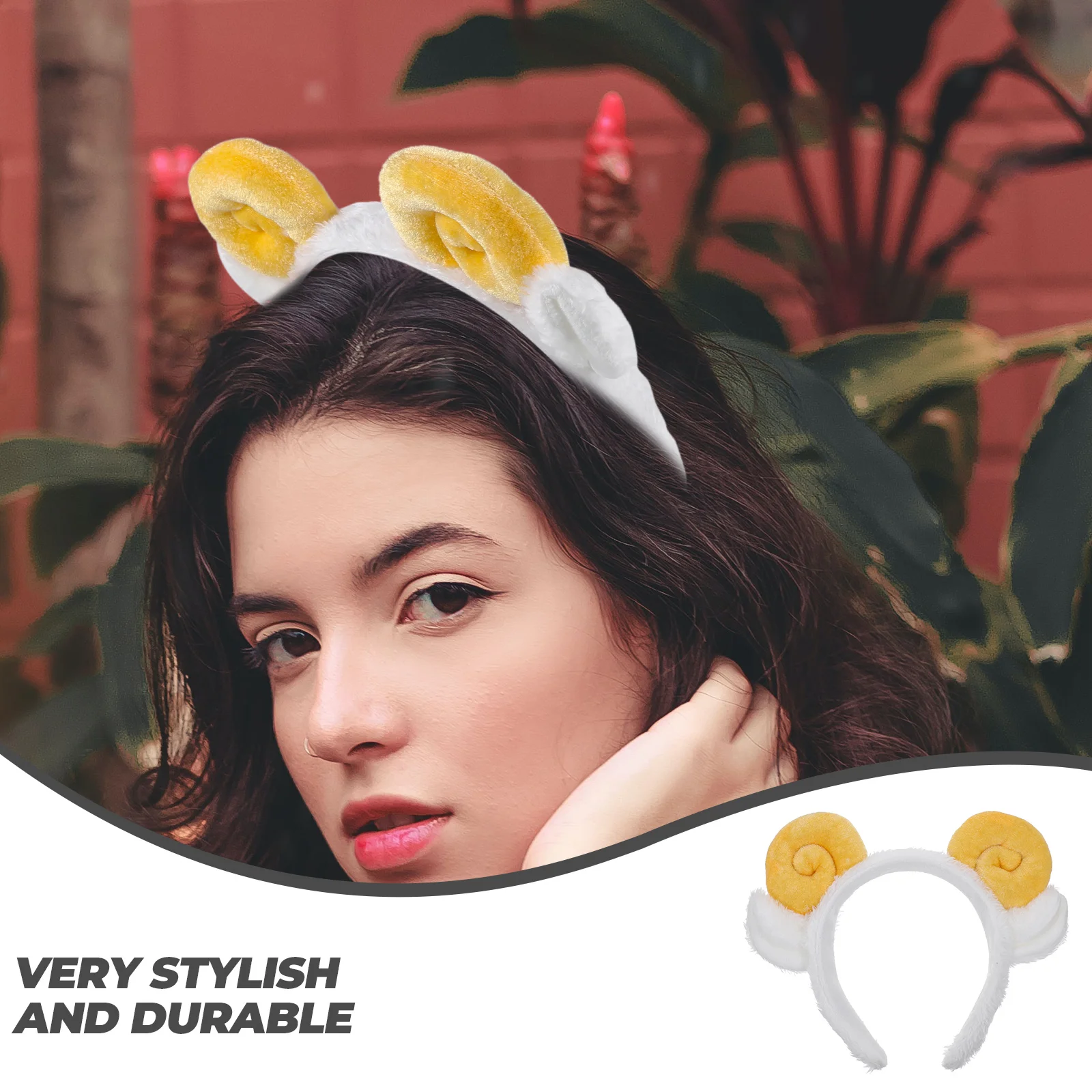 Maquiagem bandana animal faixas de cabelo ovelha cocar adorável chifre argola orelhas feminino