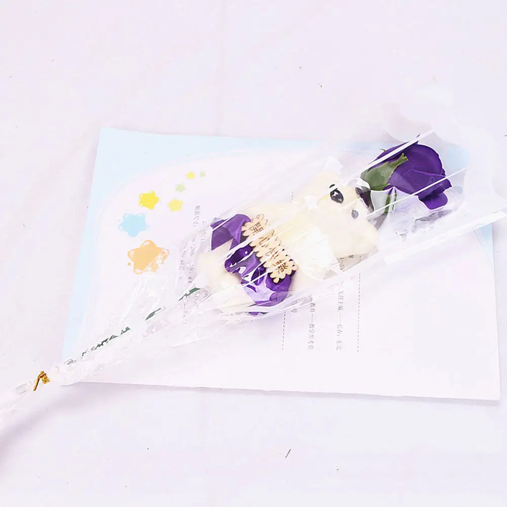 

10Pcs Decorative Soap Flowers in Plastic Wrap Elegant Artificial Carnation Bouquet for Indoor Decoration Festive Gift Idea No