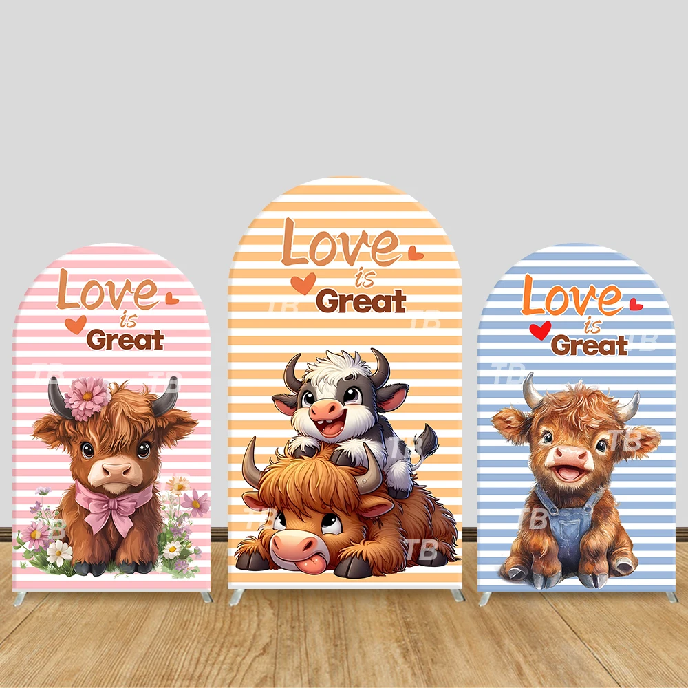 

Cute Baby Cow Arch Backdrop Cover Cartoon Theme Party Decor Photo Booth Background Kids Baby Shower Holiday Supplies