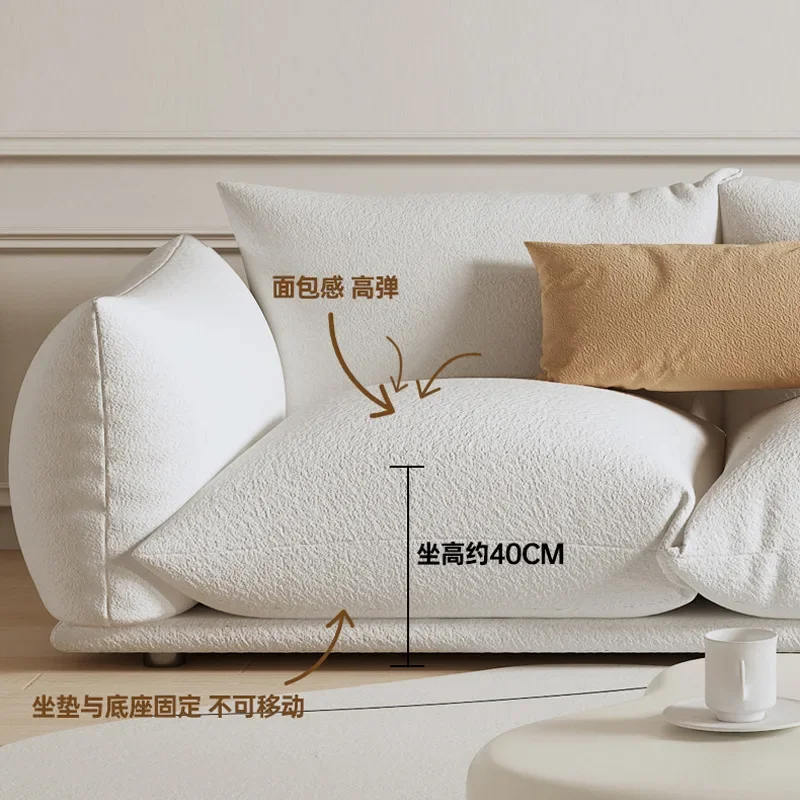 طراز كريمي فرنسي، شقة صغيرة، أريكة قماشية من صوف الضأن، أريكة بسيطة حديثة #3