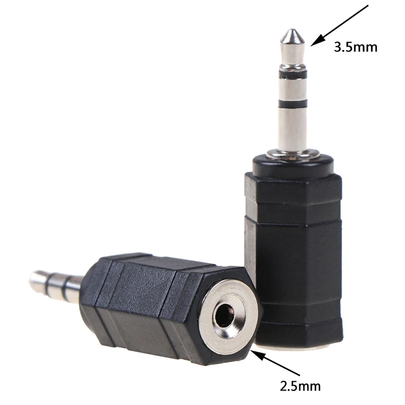 2Pcs 3.5mm male to 2.5mm female stereo audio mic plug adapter mini jack cable*.