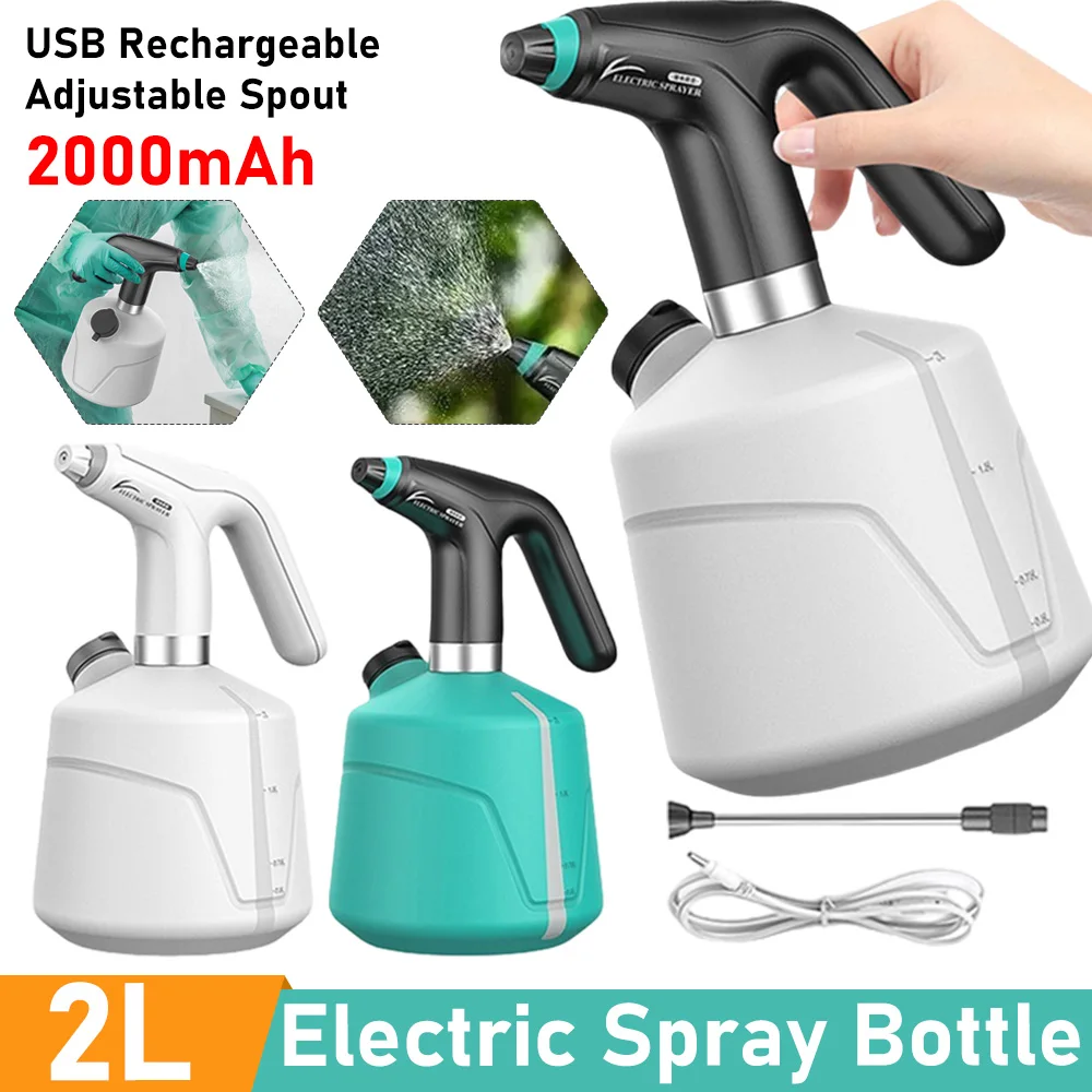 

2L Electric Plant Spray Bottle USB Charging Automatic Sprinkling Sprayers Adjustable Nozzle Plant Watering Gardening Tools