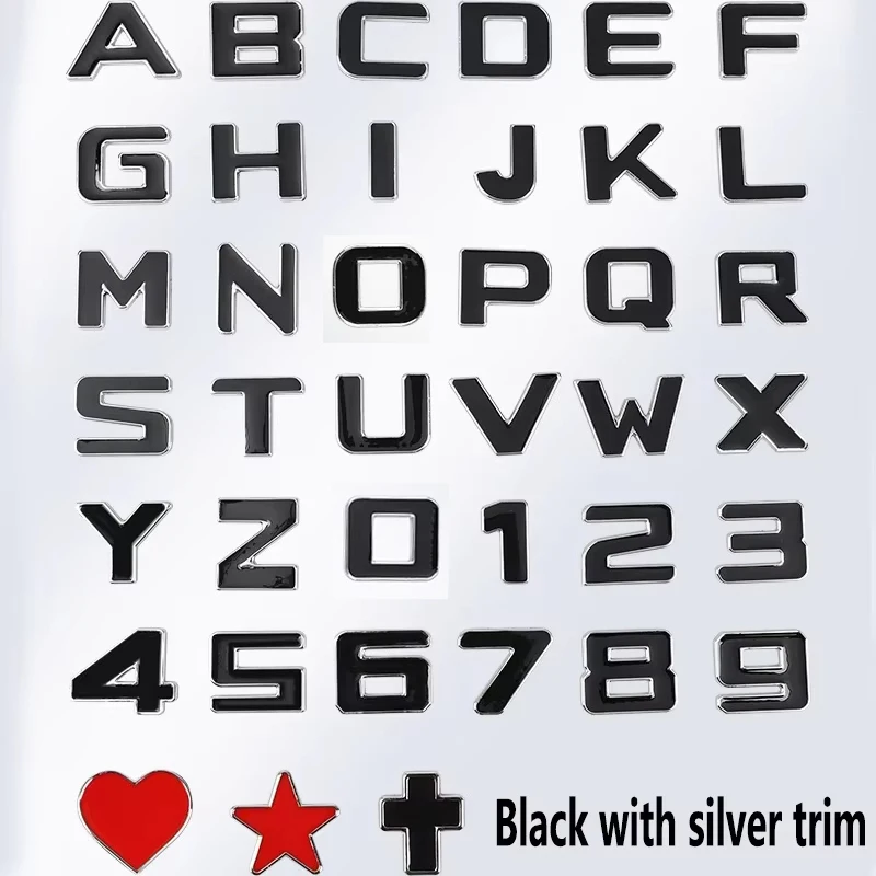 3D Metal DIY Adhesive Letters Word Alphabet Emblem Decals Numbers Black Red Car Poster Rear Trunk Logo Badge Sticker Accessories