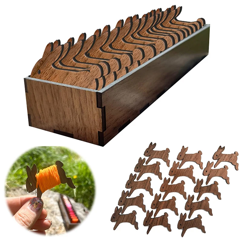 Set di bobine di gatto di pecora animale in legno organizzatore di filo interdentale da ricamo supporto per bobina supporto per filo filo bobina organizzatore strumento per cucire