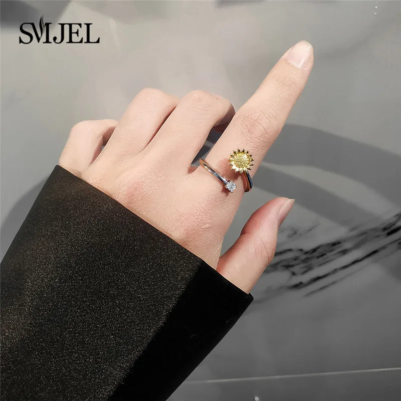 2024 New Anxiety Rings for Women Rotate Freely Beads Spinner Spiral Fidget Ring Anti Stress Toy Accessories Girls Best Gifts