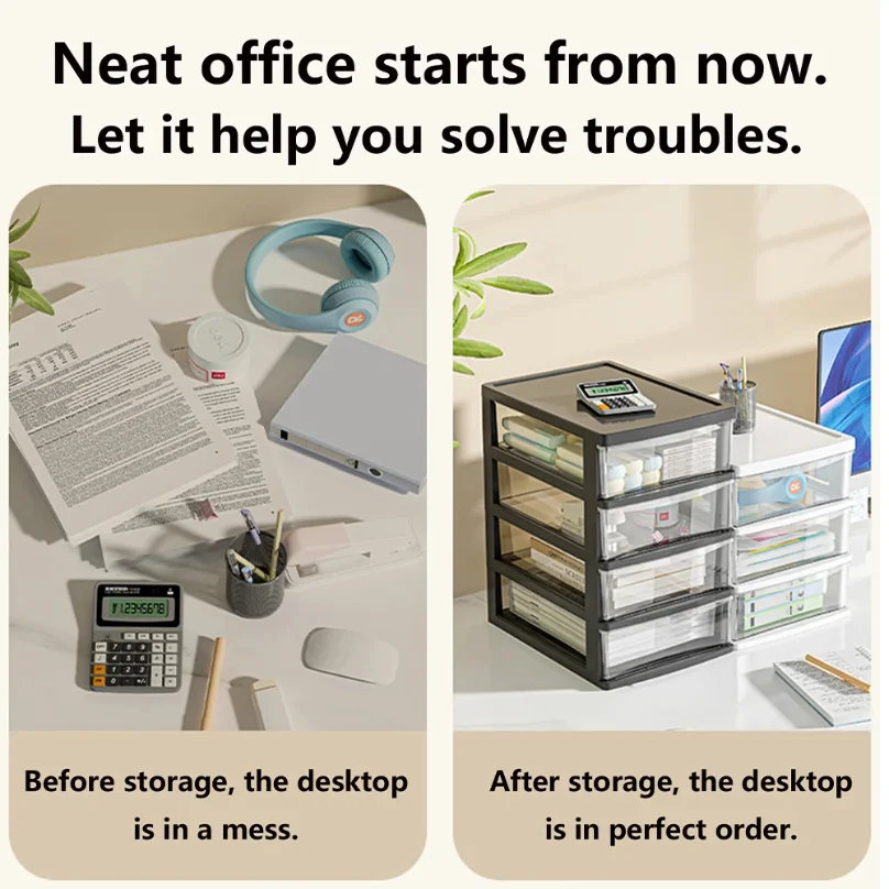 2-4Layers Medium Desktop Storage Box with Drawer Heightened Table Organizer Plastic Office storage cabinet  for home Stationery