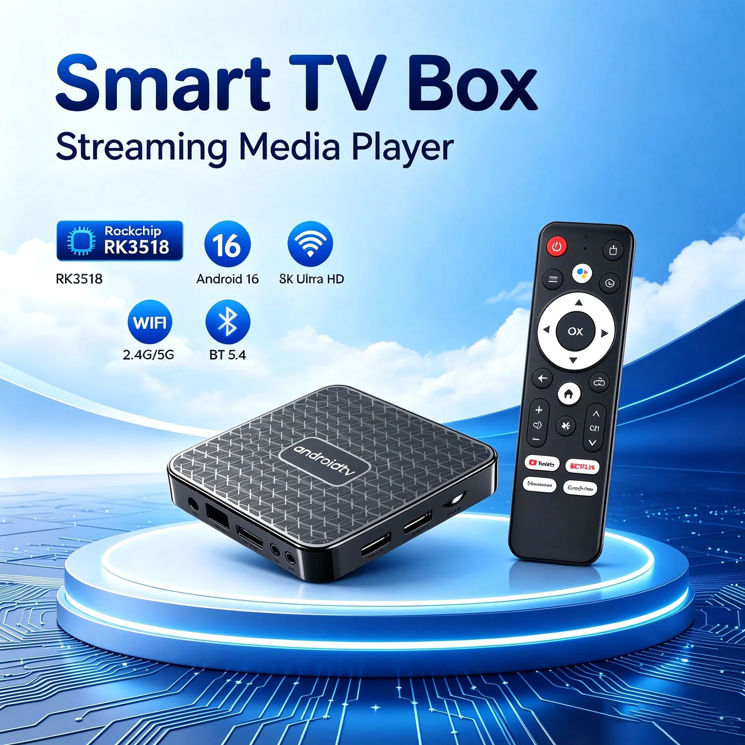 Android16 Smart Home Theater T8S 8K Smart TV Box Rockchip RK3518 Google Assistant Bluetooth 5.4 Dual UI 8GB 128GB Media Player