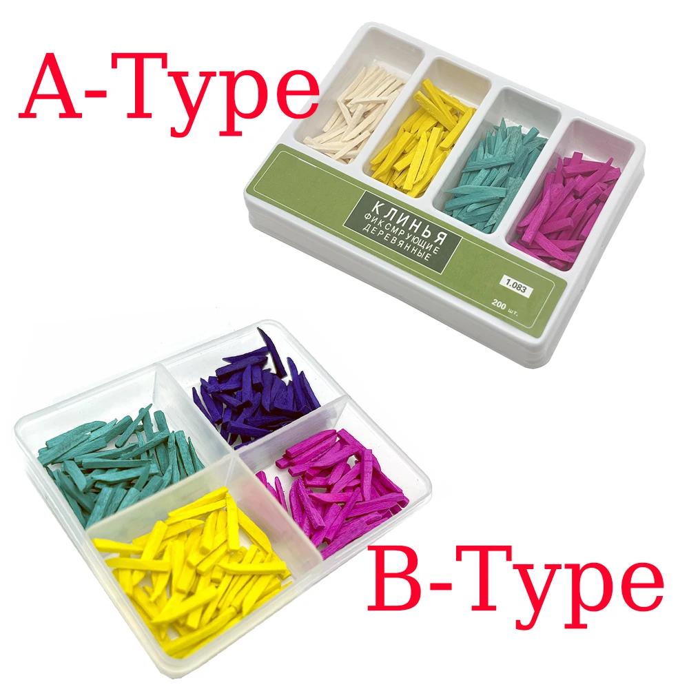 

200 Pcs Dental Interdental Wood Wedges Tooth Gap Wedges with Specially Treated Tips for Gum Protection in 4 Sizes