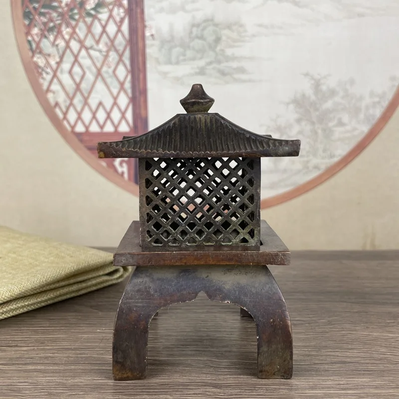 Antique Palace Lantern Ornament, Ancient Style Hollow Tower , Four-Legged Incense Burner, Ret