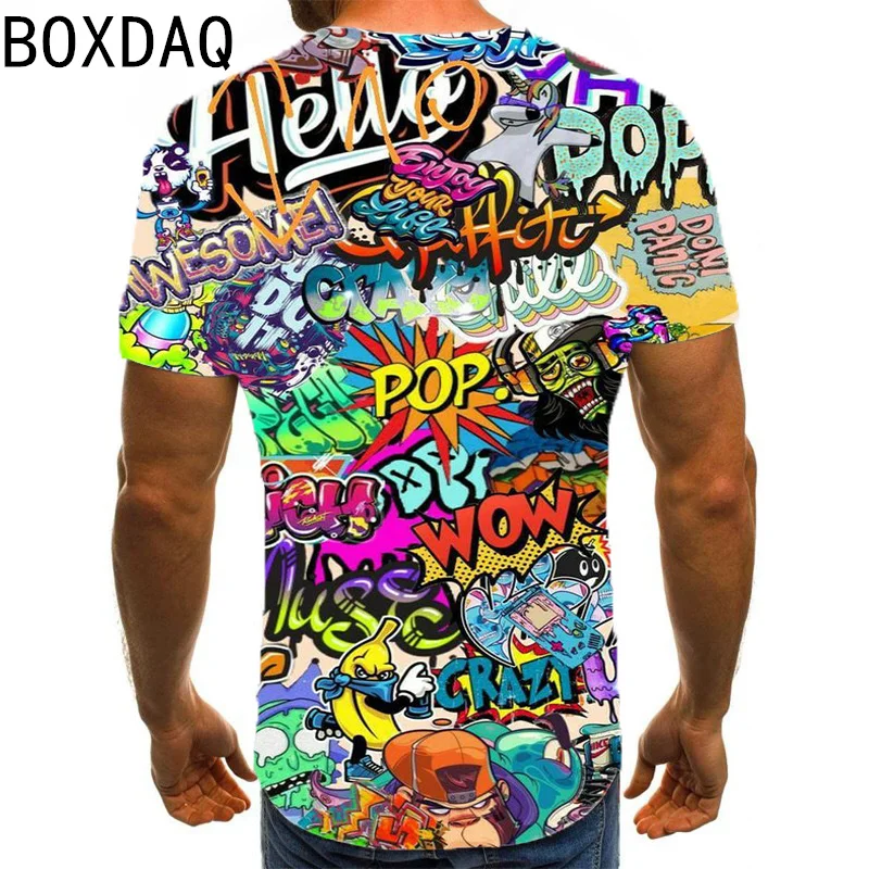 Fashion Hip Hop Street Personality Tops 3D Tie-dye Print T-Shirt 6XL Big Size Men Short Sleeve Casual T-Shirt