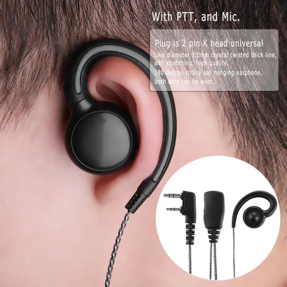 

Наушник-гарнитура 1,2 м с микрофоном и PTT, 2-контактный, для раций Kenwood, Motorola, Baofeng