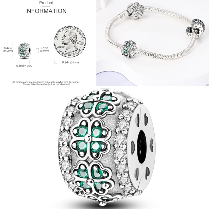 925 Sterling Silber Charm-Perlen Schmetterling Kleeblatt Glücksbringer Katze Böser Blick Delfin Reise-Charms für DIY Armband Halskette Damengeschenk – Detail 16
