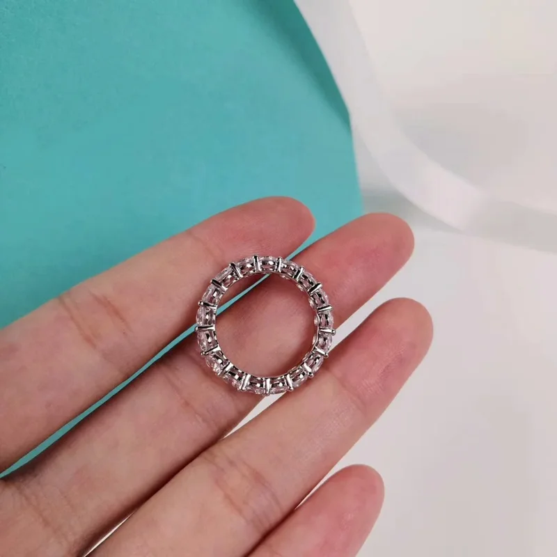 Janji Band 4mm AAAAA zirkon cincin cz 925 perak murni cincin pernikahan pertunangan untuk wanita pengantin pesta halus perhiasan