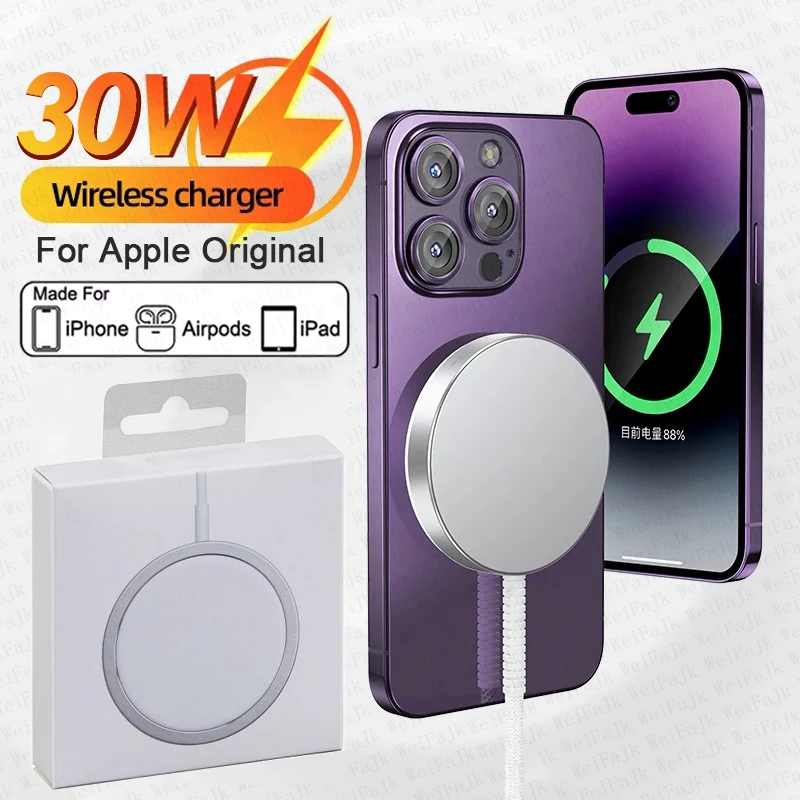 For Apple Magsafes Original Wireless Charger For iPhone 11 12 13 14 15 Pro Max X XS XR 8 Plus Fast Charging Type C Charge Cable