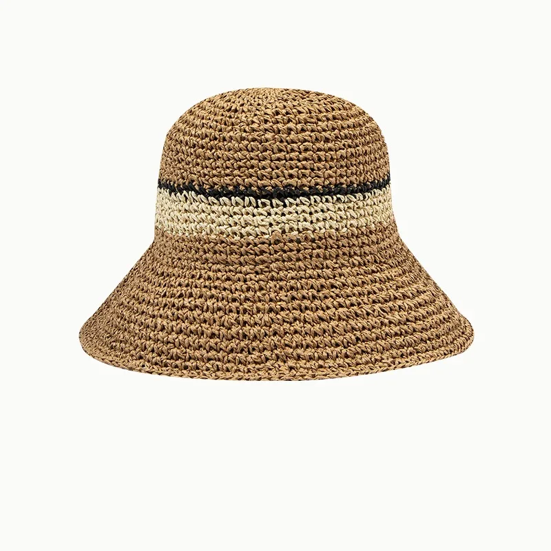 100%Raffia rainbow Girl Sun Hat Wide Brim Floppy Summer Hats For Women Beach Panama Straw Dome Bucket Hat Femme Shade Hat