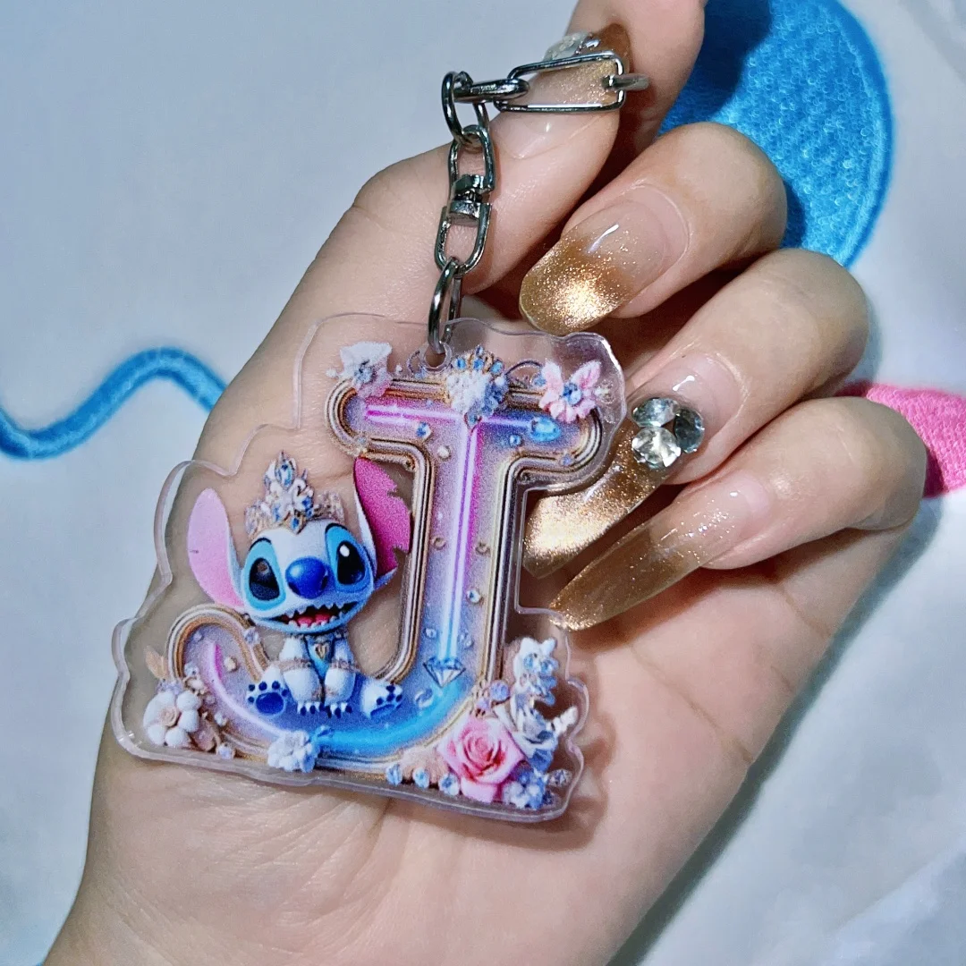 ديزني الاكريليك ليلو وستيتش 26 حرف المفاتيح الكرتون نمط غرزة قلادة العنصر الزخرفية بنين بنات لعبة جائزة هدية #4