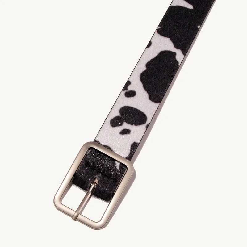 Newest 2.9cmX100cm Wide woman Square buckle Belt dairy cattle Striped Print Ladies Dress Belt Clothing accessories decoration