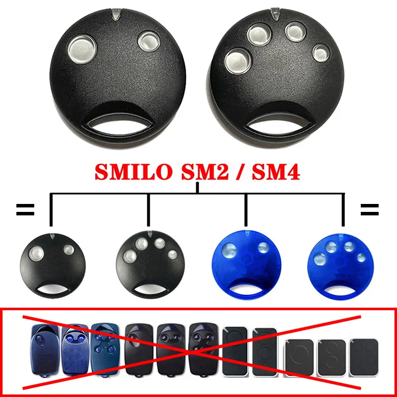 2-4PCS for NICE SM2 SM4 Remote Control Garage Door Opener 433.92MHz Rolling Code Electric Garage Door Control Keychain 2 Buttons