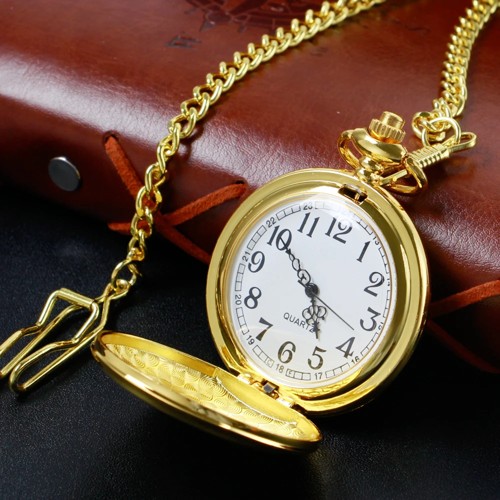 FOB Chain Full Hunter Cool Gold Chain Watches Modern Men Women Gift Causal Smooth Fashion Pendant Quartz Pocket Watch