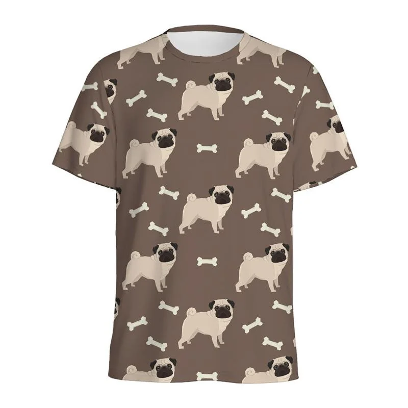 Cute Dog Repetitive Pattern Unisex T Shirt Summer Fashion 3D Printed Animal Graphic Short Sleeve Casual Oversized Tee Shirts