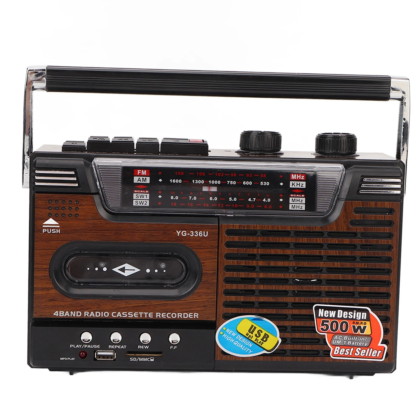 مشغل كاسيت AM FM راديو كاسيت أزرار بسيطة دعم بطاقة التخزين بلا ضوضاء محمولة قوية لكبار السن