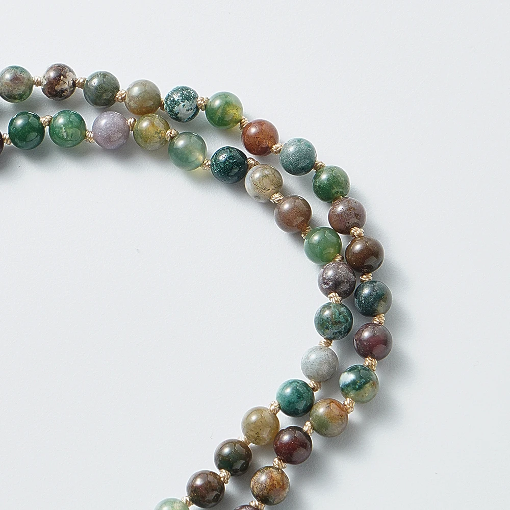 Indische Onyx-Knoten-Halskette, 108 Mala-Perlen-Meditation, Yoga-Gebetsschmuck, 6 mm – Detail 2