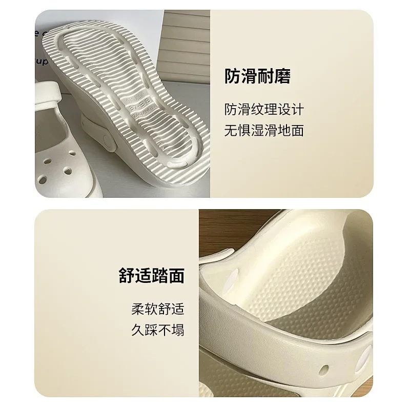 Summer 2024 Women EVA Hole Soft Shoes Solid Beach Sneakers Outdoor Garden Non-Slip Slippers Couple Fashion Casual Baotou Sandals