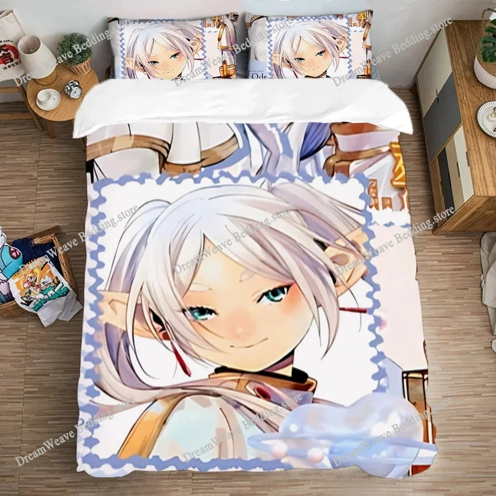 F-Frieren Beyond Journey's Ends Cartoon Poster Sheets Quilt Covers Bedding Dormitory Sheets Bedding Set Soft Warm Bedding Set963
