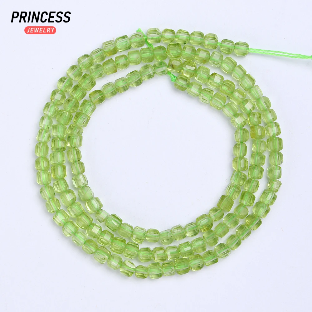 

A++ Peridot Natural Stone 2mm/3mm Cube Faceted Bead for Jewelry Making DIY Bracelets Wholesale DIY Accessories