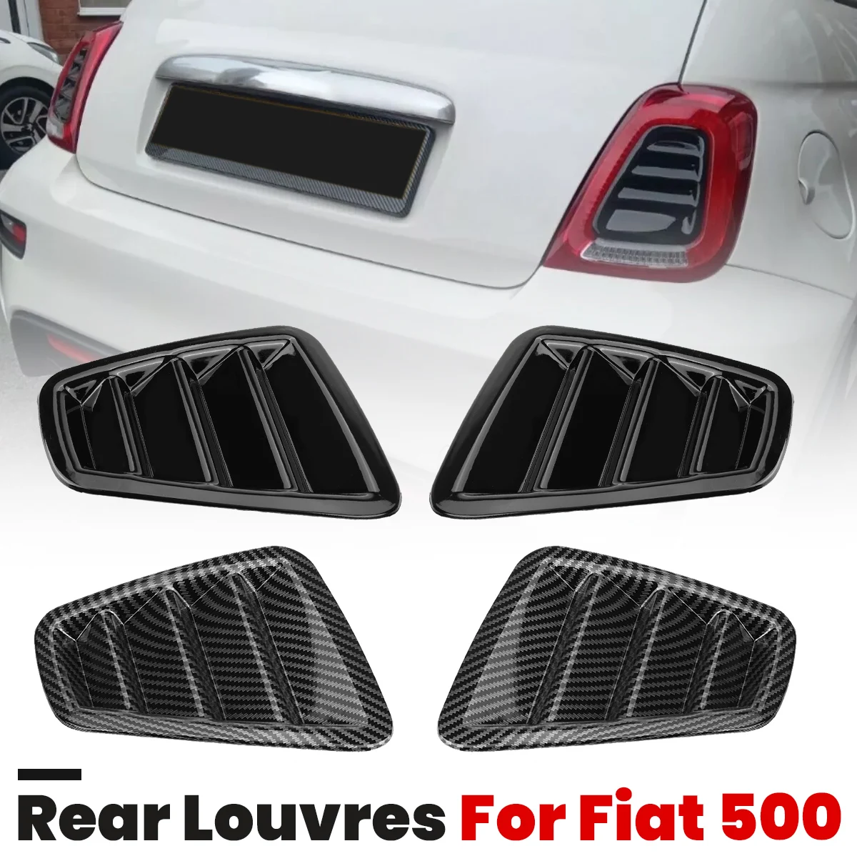 

2PCS For Fiat 500 Abarth 595 2016-2024 Rear Tail Light Cover Decorative Sticker ABS Carbon Fiber/Black Car Exterior Accessories